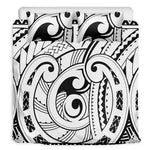 Black And White Maori Pattern Print Duvet Cover Bedding Set