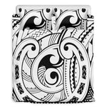 Black And White Maori Pattern Print Duvet Cover Bedding Set