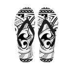 Black And White Maori Pattern Print Flip Flops