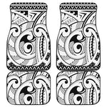 Black And White Maori Pattern Print Front and Back Car Floor Mats