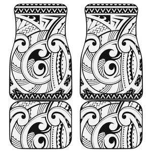 Black And White Maori Pattern Print Front and Back Car Floor Mats