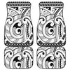 Black And White Maori Pattern Print Front and Back Car Floor Mats