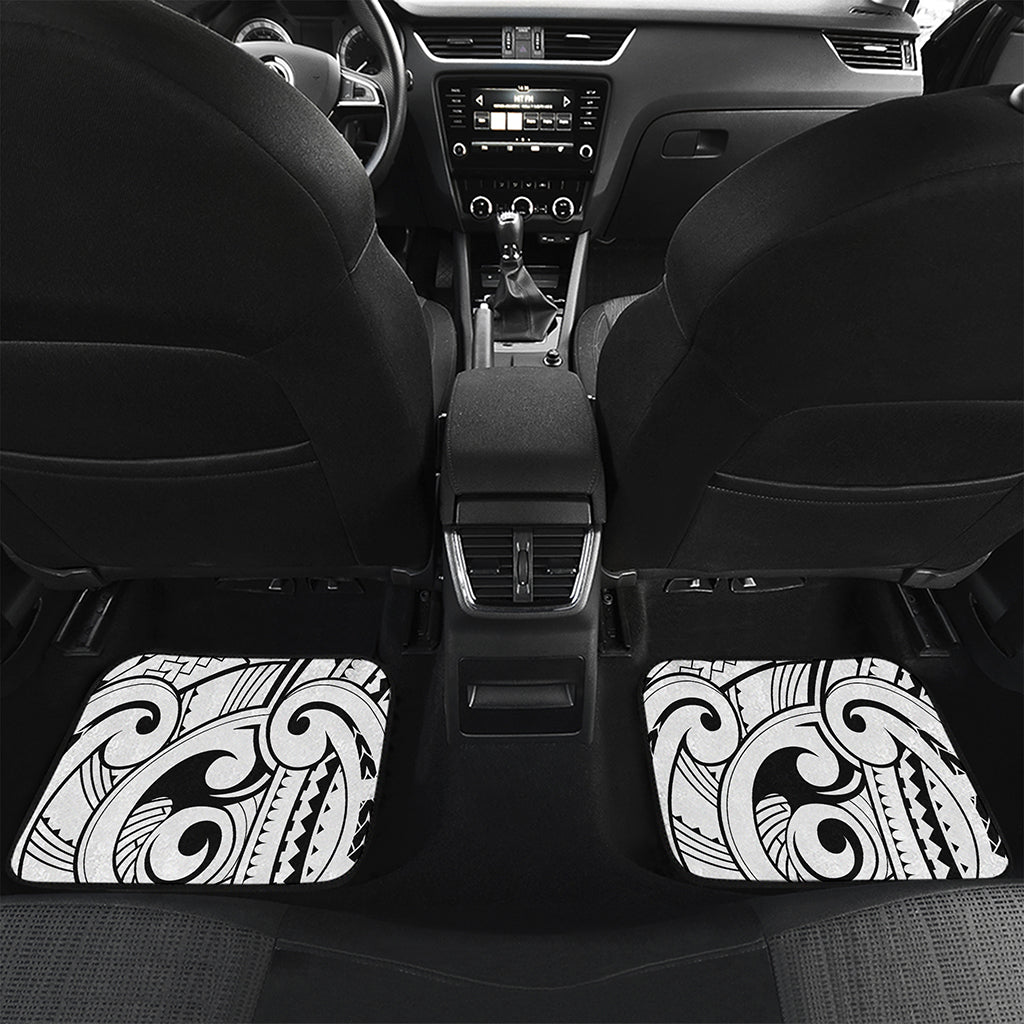 Black And White Maori Pattern Print Front and Back Car Floor Mats