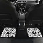 Black And White Maori Pattern Print Front and Back Car Floor Mats