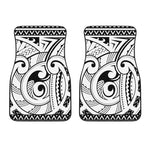 Black And White Maori Pattern Print Front Car Floor Mats