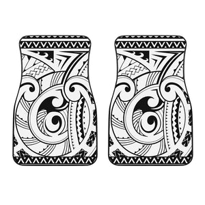 Black And White Maori Pattern Print Front Car Floor Mats