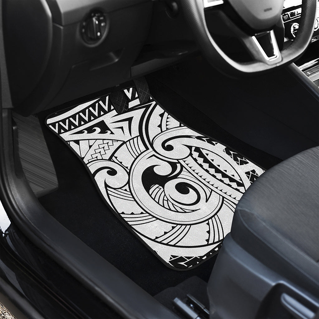 Black And White Maori Pattern Print Front Car Floor Mats