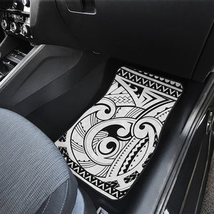 Black And White Maori Pattern Print Front Car Floor Mats