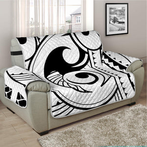 Black And White Maori Pattern Print Half Sofa Protector