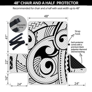 Black And White Maori Pattern Print Half Sofa Protector