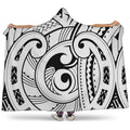 Black And White Maori Pattern Print Hooded Blanket