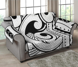 Black And White Maori Pattern Print Loveseat Protector