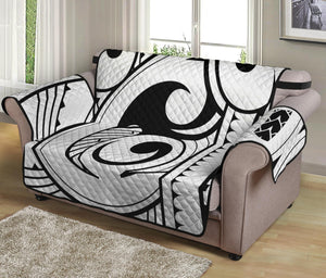 Black And White Maori Pattern Print Loveseat Protector