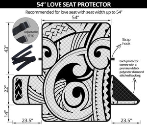 Black And White Maori Pattern Print Loveseat Protector