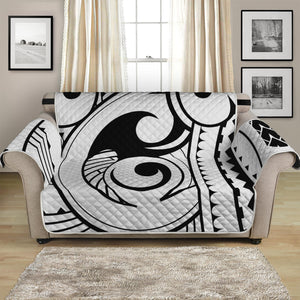 Black And White Maori Pattern Print Loveseat Protector