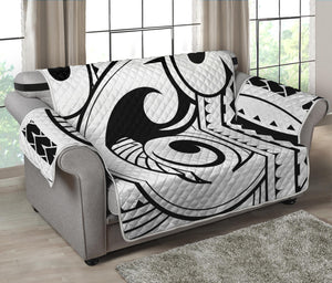 Black And White Maori Pattern Print Loveseat Protector