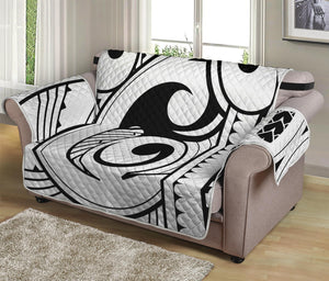 Black And White Maori Pattern Print Loveseat Protector