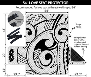 Black And White Maori Pattern Print Loveseat Protector