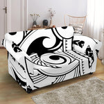 Black And White Maori Pattern Print Loveseat Slipcover