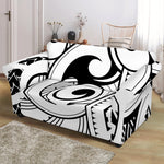 Black And White Maori Pattern Print Loveseat Slipcover