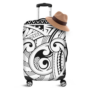 Black And White Maori Pattern Print Luggage Cover