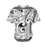 Black And White Maori Pattern Print Men's Baseball Jersey