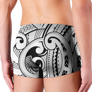 Black And White Maori Pattern Print Men's Boxer Briefs