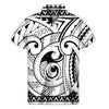 Black And White Maori Pattern Print Men's Short Sleeve Shirt