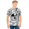 Black And White Maori Pattern Print Men's T-Shirt