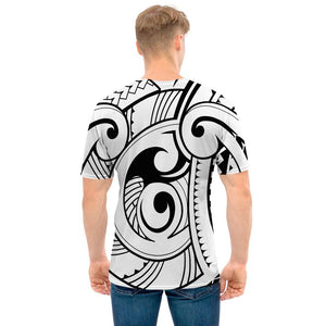 Black And White Maori Pattern Print Men's T-Shirt