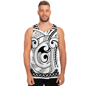 Black And White Maori Pattern Print Men's Tank Top