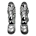 Black And White Maori Pattern Print Muay Thai Shin Guards