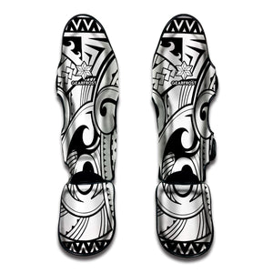 Black And White Maori Pattern Print Muay Thai Shin Guard