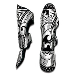 Black And White Maori Pattern Print Muay Thai Shin Guard