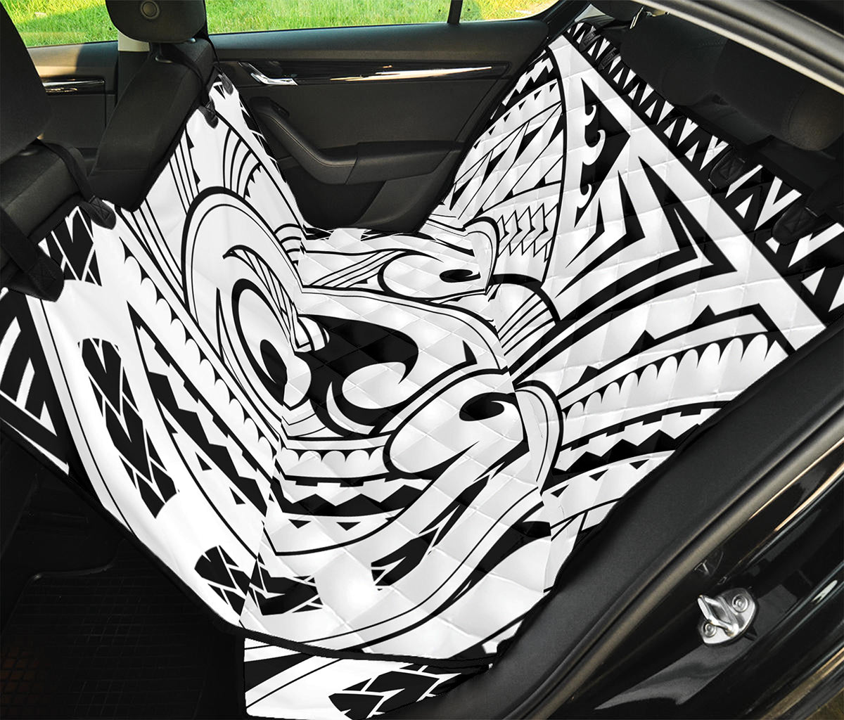 Black And White Maori Pattern Print Pet Car Back Seat Cover