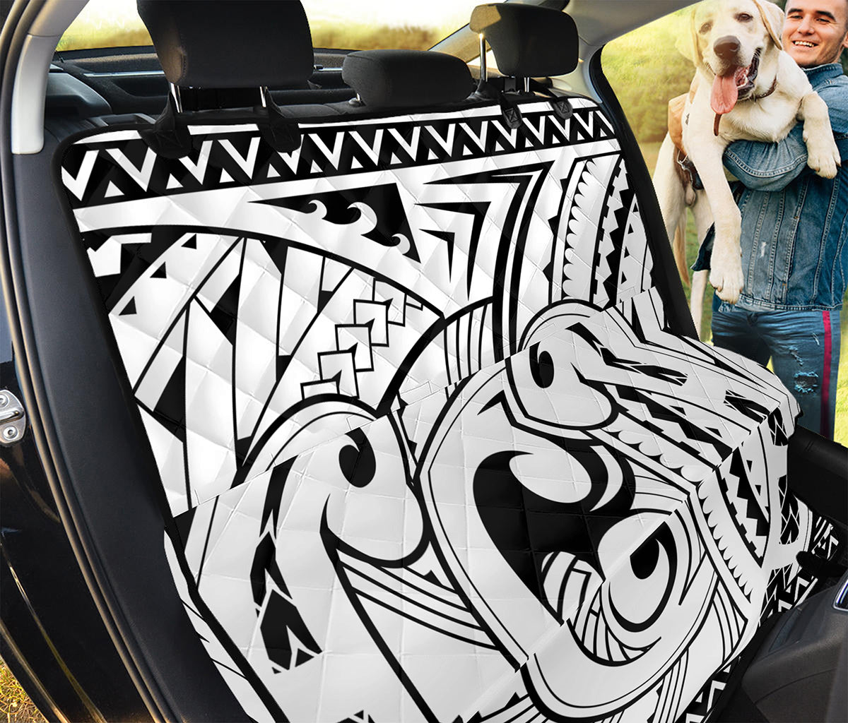 Black And White Maori Pattern Print Pet Car Back Seat Cover