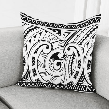 Black And White Maori Pattern Print Pillow Cover