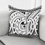 Black And White Maori Pattern Print Pillow Cover