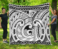 Black And White Maori Pattern Print Quilt
