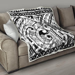 Black And White Maori Pattern Print Quilt