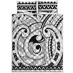 Black And White Maori Pattern Print Quilt Bed Set