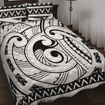 Black And White Maori Pattern Print Quilt Bed Set