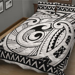 Black And White Maori Pattern Print Quilt Bed Set