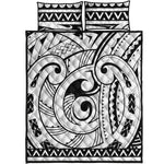 Black And White Maori Pattern Print Quilt Bed Set