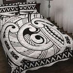 Black And White Maori Pattern Print Quilt Bed Set