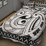 Black And White Maori Pattern Print Quilt Bed Set