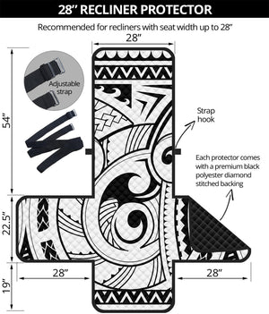 Black And White Maori Pattern Print Recliner Protector