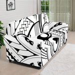 Black And White Maori Pattern Print Sofa Cover