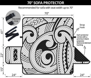 Black And White Maori Pattern Print Sofa Protector