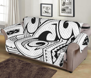 Black And White Maori Pattern Print Sofa Protector